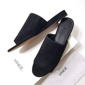 VINCE Women's Black Suede Slides (38 / 8)